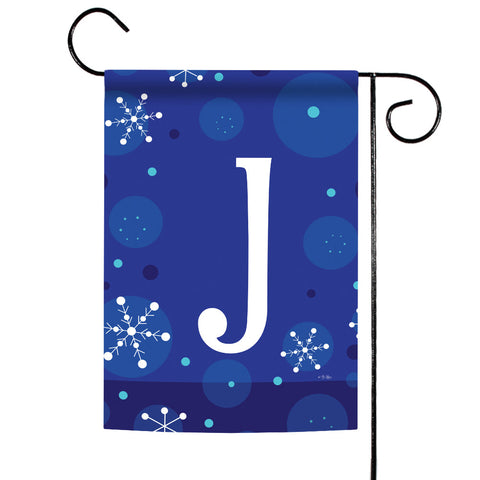 Winter Snowflakes Monogram J Flag image 1
