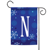 Winter Snowflakes Monogram N Flag image 1