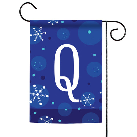 Winter Snowflakes Monogram Q Flag image 1