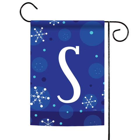 Winter Snowflakes Monogram S Flag image 1