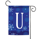 Winter Snowflakes Monogram U Flag image 1