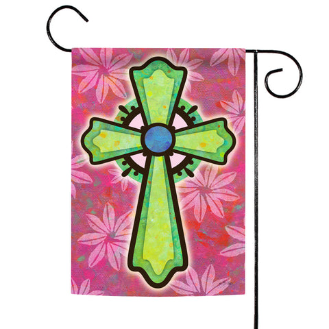 Pink and Green Cross Flag image 1