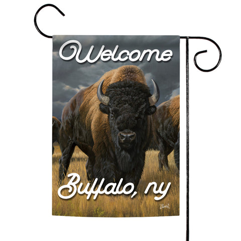 Where the Buffalo Roam-Welcome Buffalo NY Flag image 1