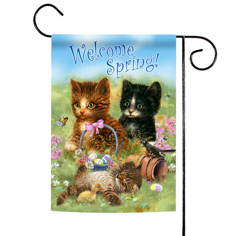 Welcome Spring Kittens Flag image 1