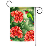 Geraniums and Hummingbird Flag image 1