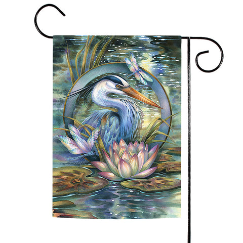 Crane with Lily Pads Flag image 1