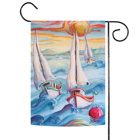 Serene Sailboat Sunset Flag image 1