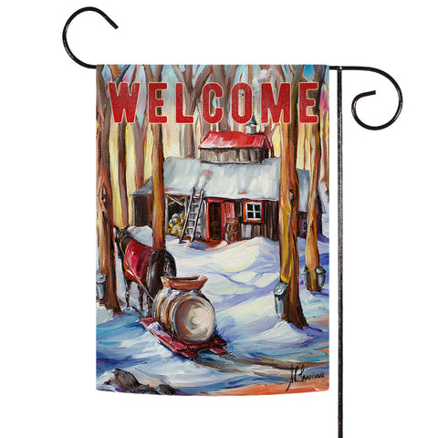 Winter Welcome Cottage Flag image 1