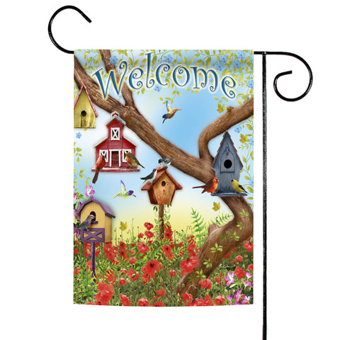 Poppies & Birdhouses Flag image 1