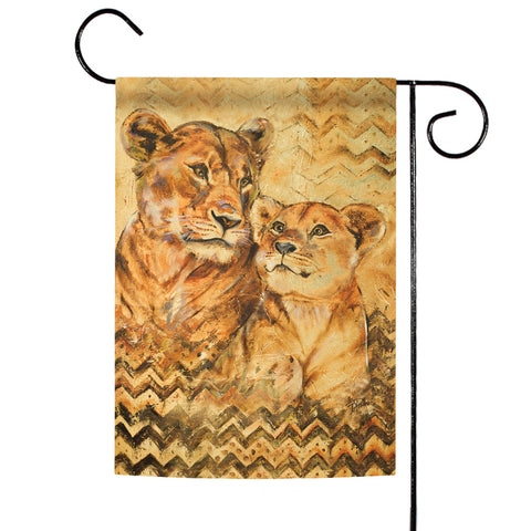 Hand Painted Lioness And Cub Flag image 1