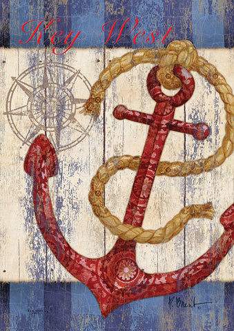 Rustic Anchor And Compass-Key West Flag image 1