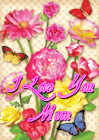 Floral I Love You Mom Flag image 1