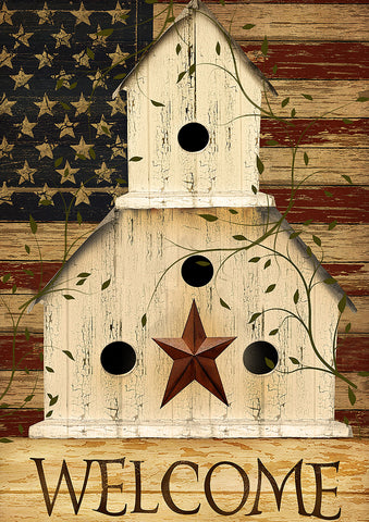 Americana Birdhouse Welcome Flag image 1