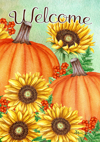 Pumpkins and Sunflowers Flag image 1