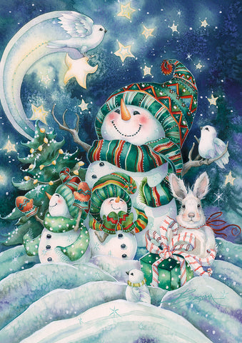 Snowman Family Christmas Flag image 1