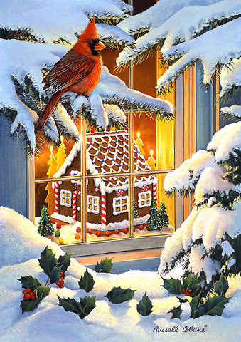 Gingerbread House Cardinal Flag image 1