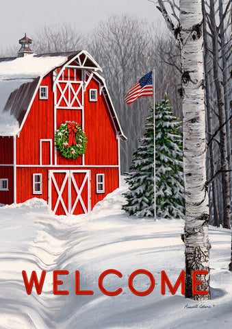 Welcome Winter Barn Flag image 1