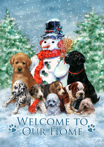 Snowman with Pups Flag image 1