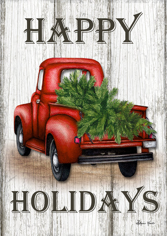 Red Truck Holidays Flag image 1