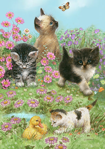 Flowers and Kittens Flag image 1