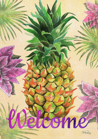 Welcome Floral Pineapple Flag image 1