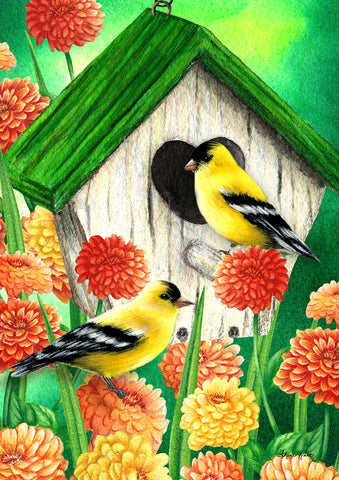 Goldfinch Birdhouse Flag image 1