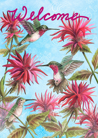 Hummingbirds in Garden Flag image 1