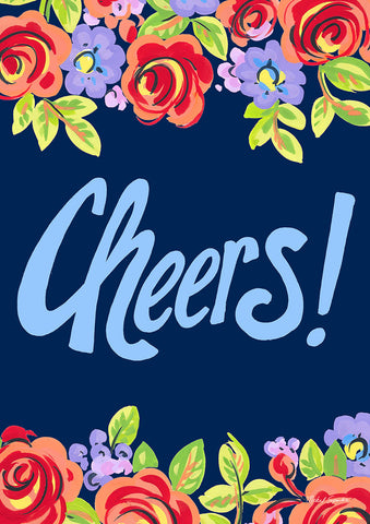 Blue Floral Cheers Flag image 1