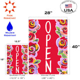 Red Floral Open Flag image 6