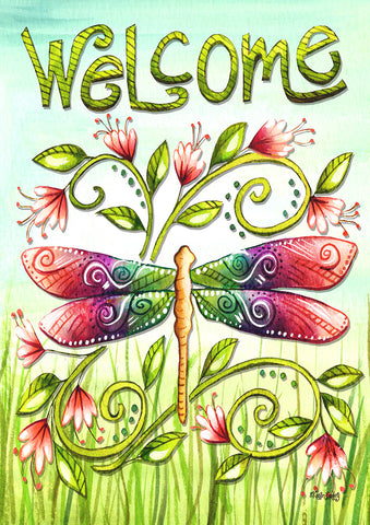 Dragonfly Welcome Flag image 1