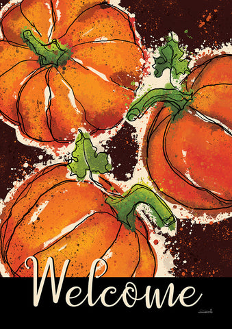 Painted Pumpkin Welcome Flag image 1