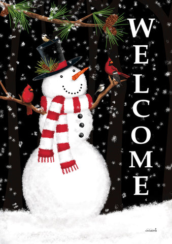 Forest Snowman Welcome Flag image 1