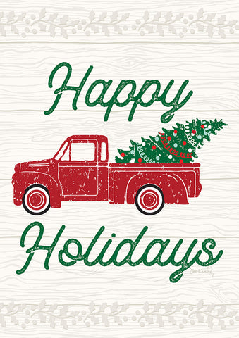 Red Truck Christmas Flag image 1