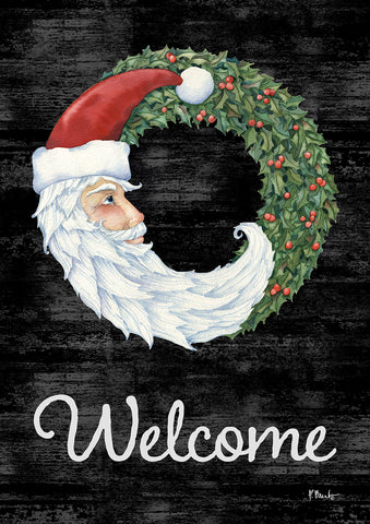 Santa Wreath Welcome Flag image 1