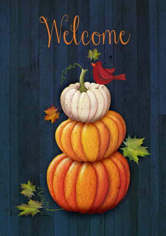 Welcome Pumpkin Cardinal Flag image 1