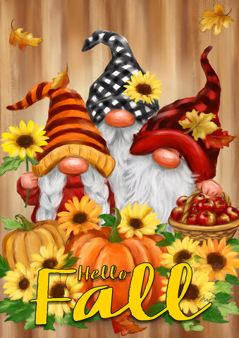 Hello Fall Gnomes Double Sided Flag