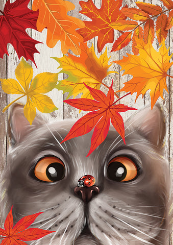 Fall Cat and Ladybug Flag image 1