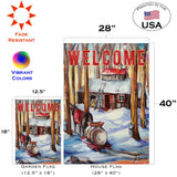 Winter Welcome Cottage Flag image 6