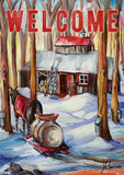 Winter Welcome Cottage Flag image 2