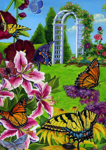 Butterflies In The Garden Flag image 1