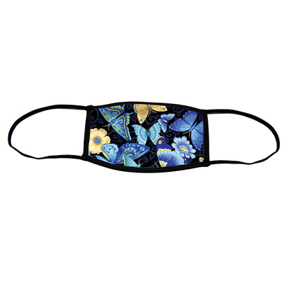 Blue Butterflies Small Premium Triple Layer Cloth Face Mask with Ear Loop Adjusters
