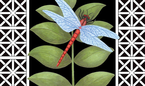 Dragonfly On Black Door Mat image 1