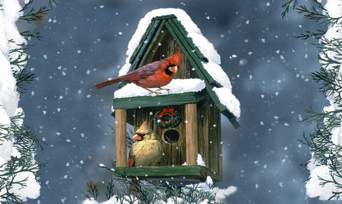 Cardinals In Snow Door Mat image 1