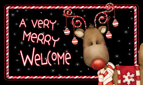 Candy Cane Reindeer Door Mat image 1