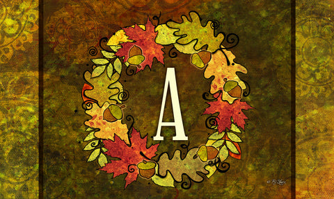Fall Wreath Monogram A Door Mat image 1