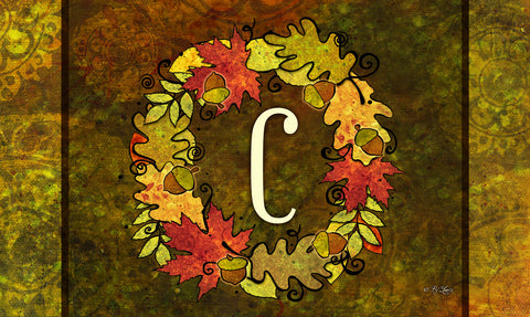 Fall Wreath Monogram C Door Mat image 1