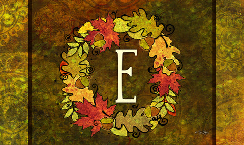 Fall Wreath Monogram E Door Mat image 1