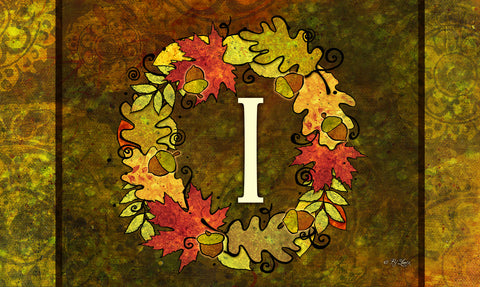 Fall Wreath Monogram I Door Mat image 1