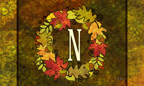 Fall Wreath Monogram N Door Mat image 1