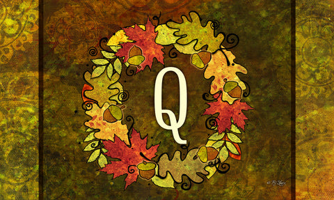 Fall Wreath Monogram Q Door Mat image 1